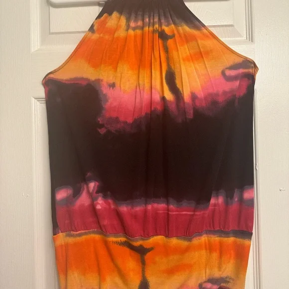 Express Orange Pink Tie-Dye Romper - Picture 2 of 13